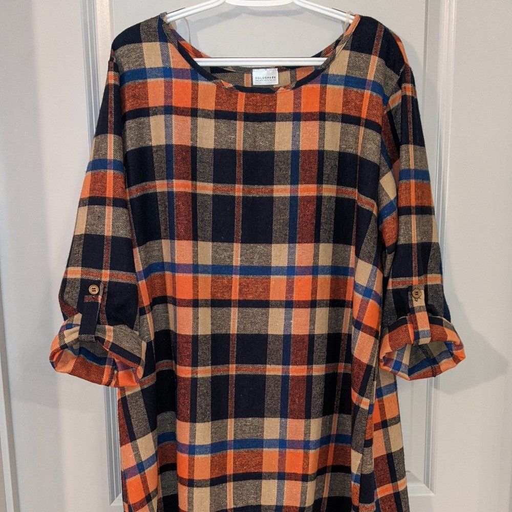 Women's L Goldspark Plaid Dress